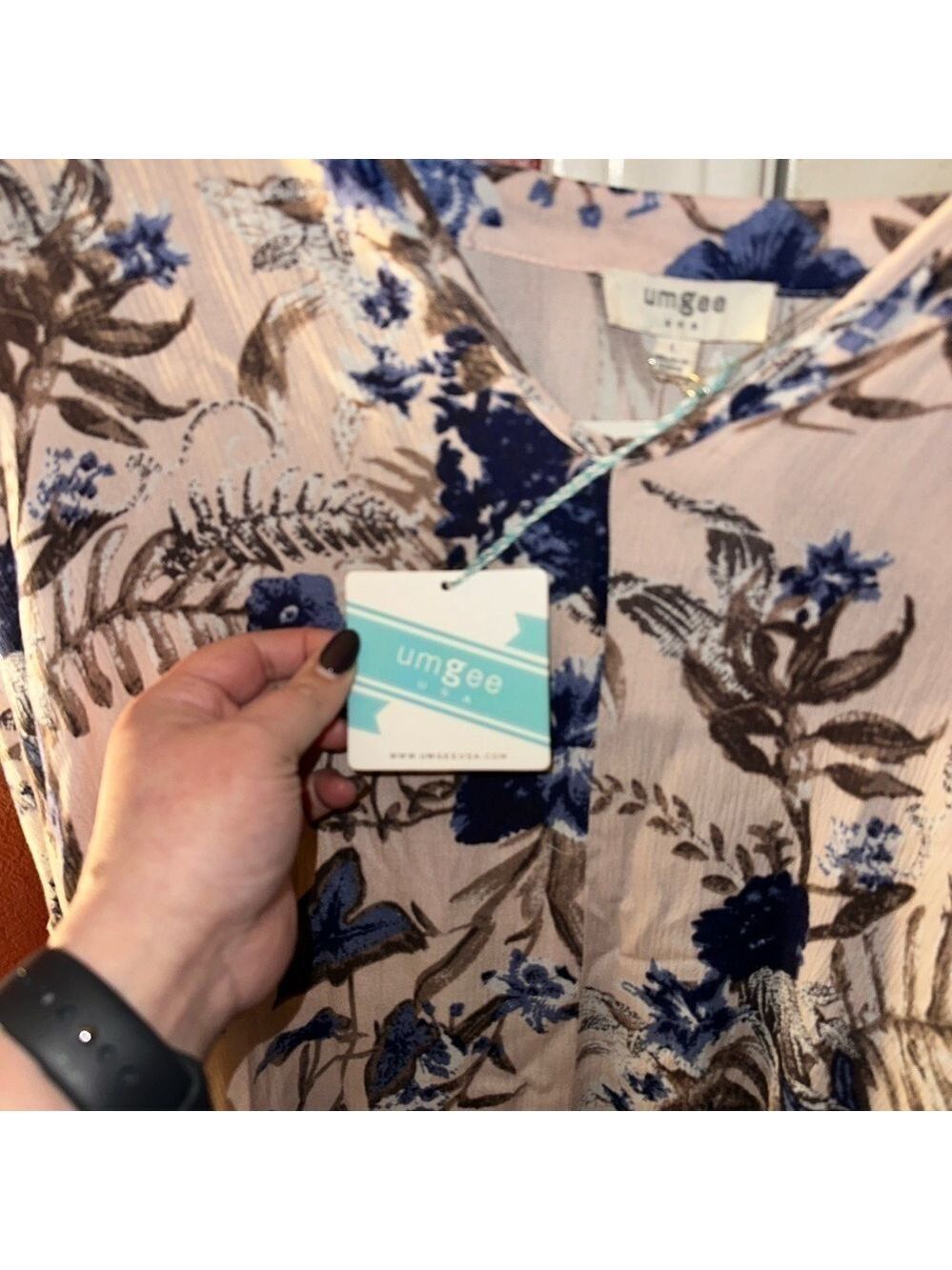 Umgee Boho Floral High Low Long Sleeve Dress - Picture 8 of 11